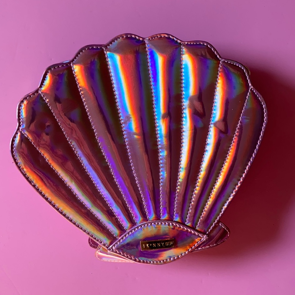 Skinny dip Pink Holographic Shell Crossbody Bag